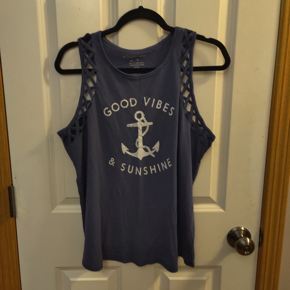 Good Vibes & Sunshine Cadet Blue Tank Top